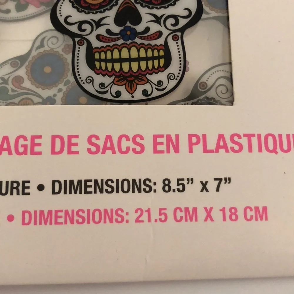 Sugar Skull nwt Reusable Storage Bags Halloween 8.5 x 7 “ - Picture 4 of 4